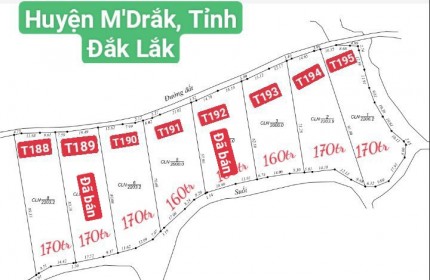 Lock 6 lô đất huyện M'Đrắk - Đắk Lắk. Đất chính chủ giá rẻ chỉ từ 160tr/lô.